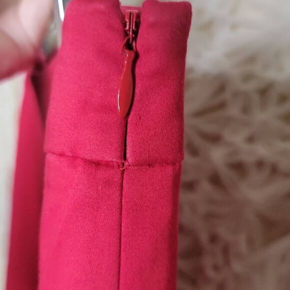 Talbots Curvy Cropped Side Zip Flat Front Cotton Pants Red 2 - Picture 5 of 10